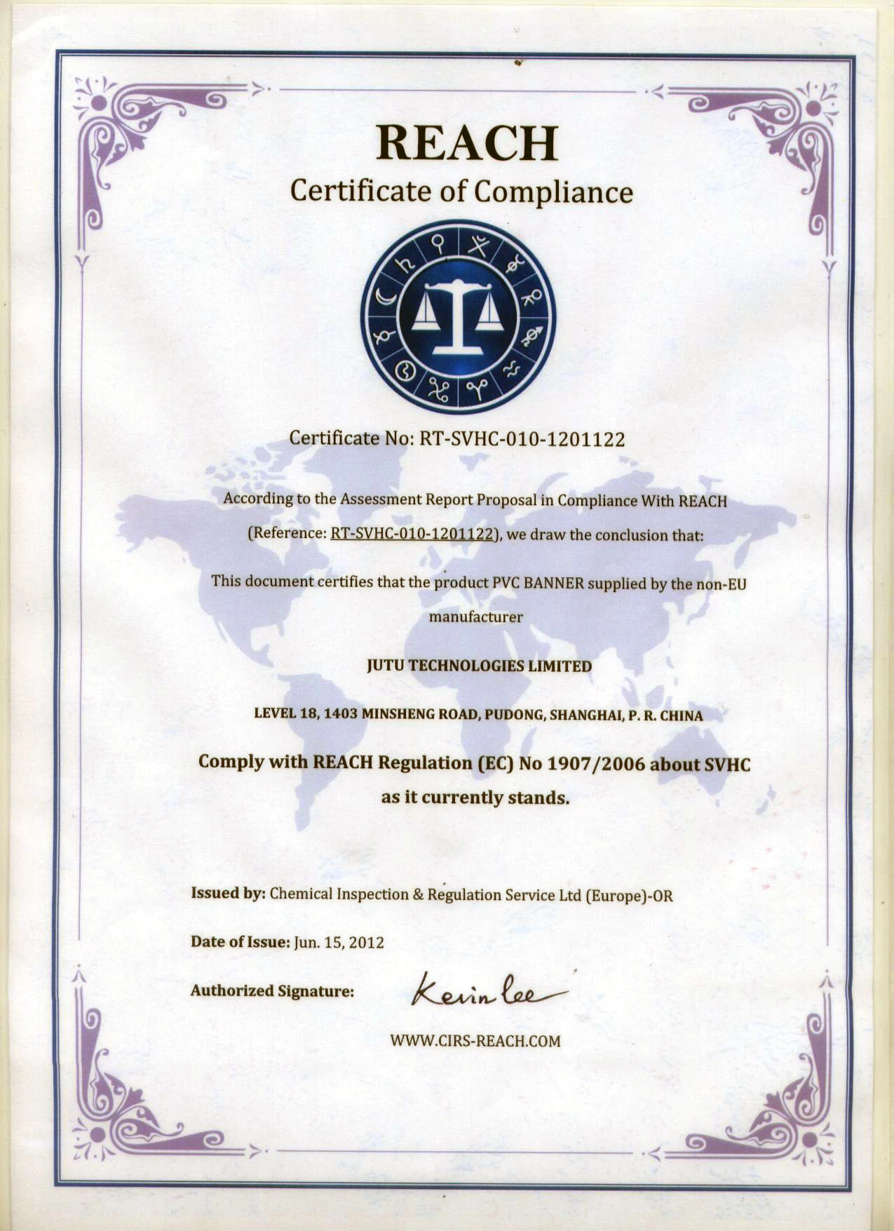 JUTU REACH certificate